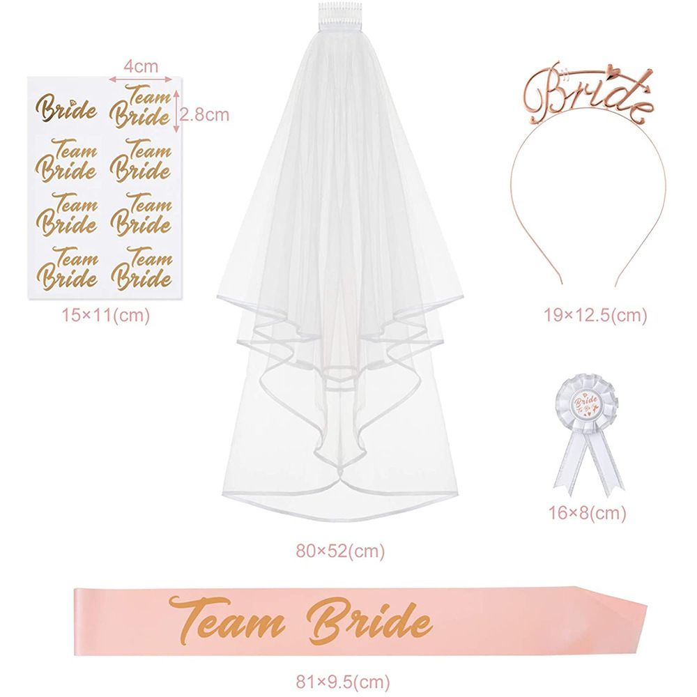 Bride to Be Set, ride to Be Sash & Headband Shoulder Length Veil Bachelorette view 2