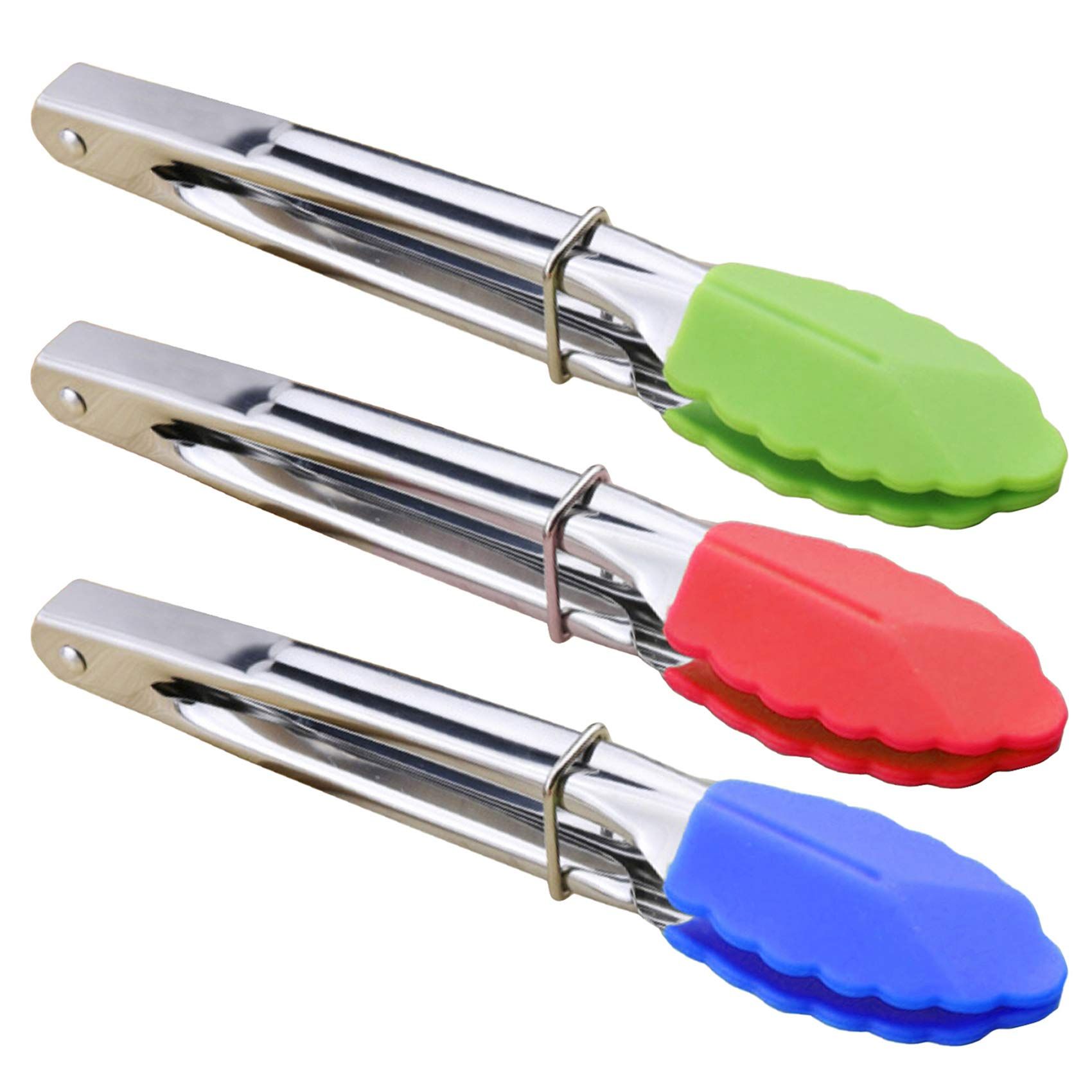 3 PCS Mini Tongs with Silicone Tips 7-Inch Serving Tongs Mini Kitchen Tongs — image 1