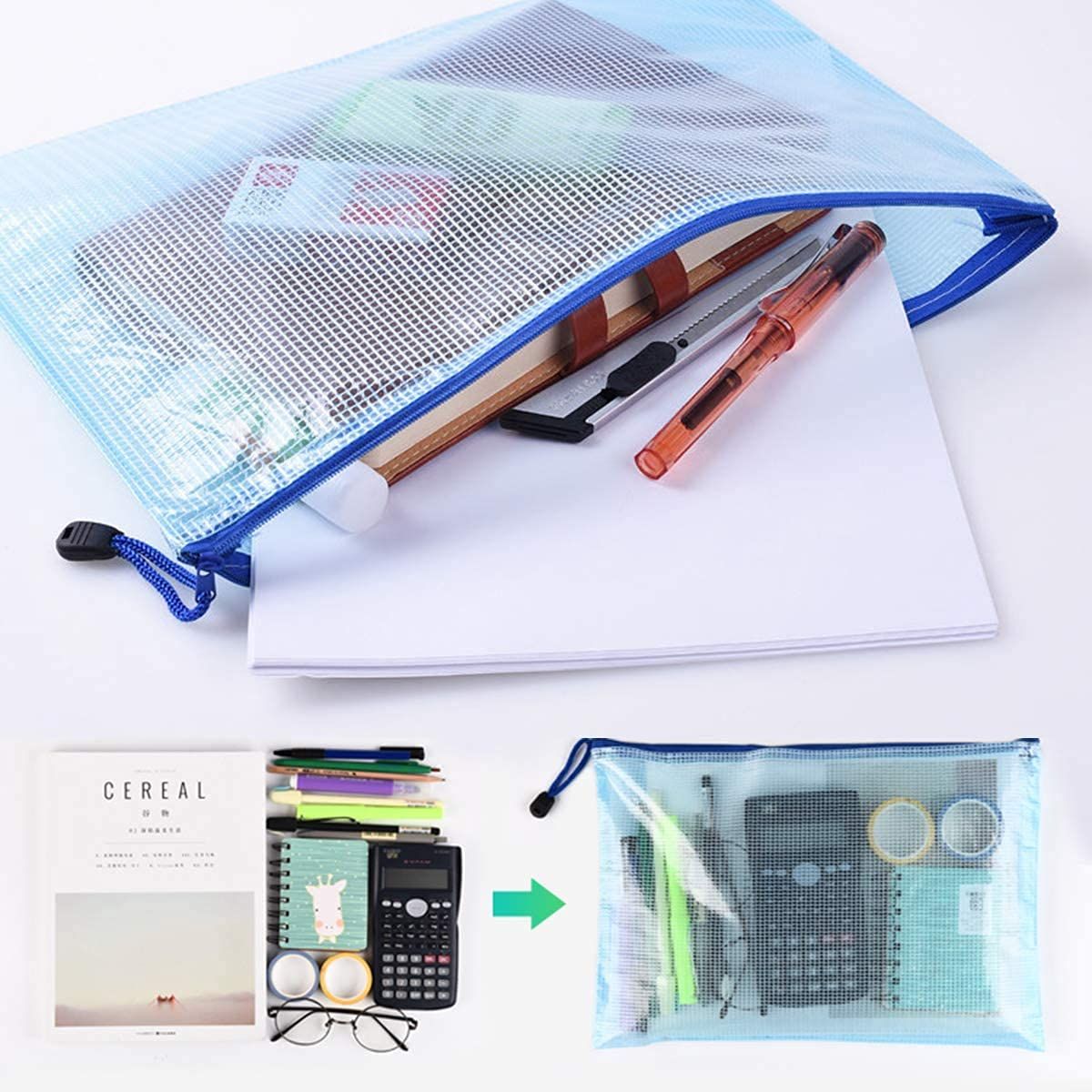 5pcs Mesh Zipper Pouch Document Bag view 5