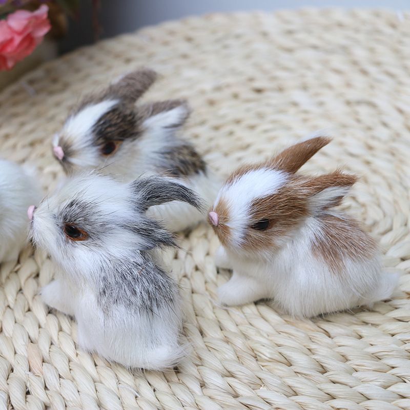 4PCS Mini Realistic Cute Plush Rabbits Lifelike Animal Easter Bunny Simulation view 2