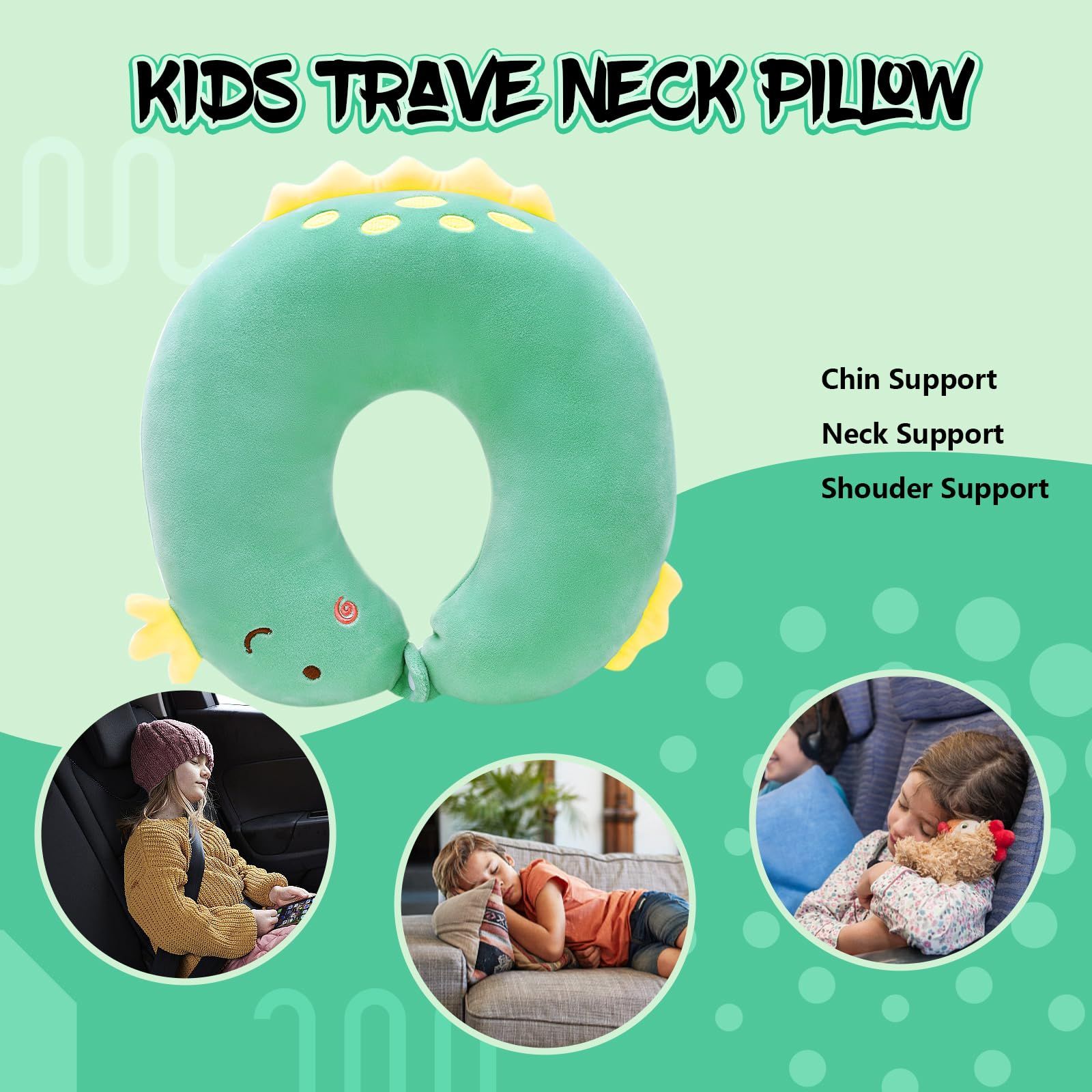 Children's travel pillow car airplane soft children's neck pillow chin support view 2