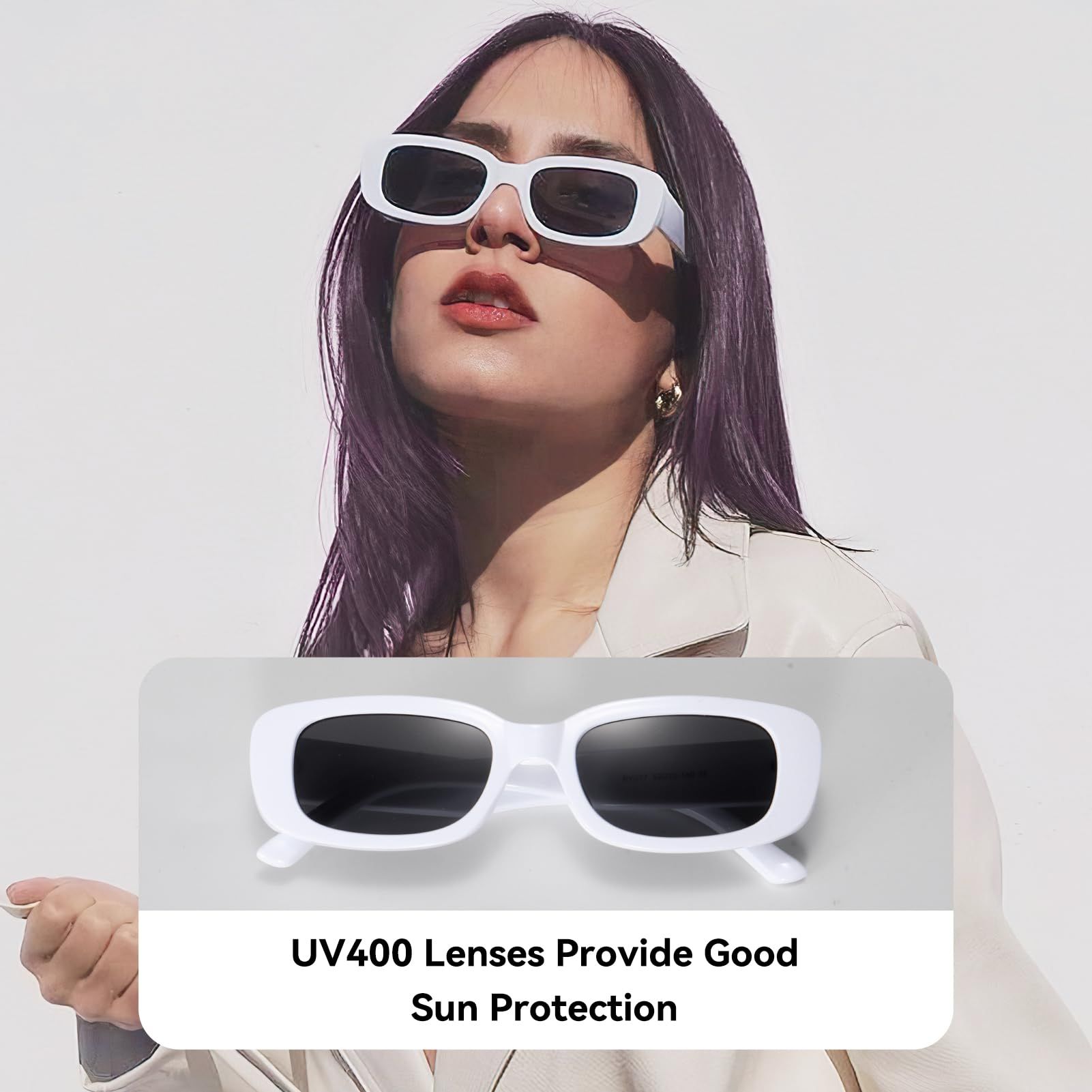 Rectangle Sunglasses for Women Retro Driving Glasses 90’s Vintage Fashion view 2