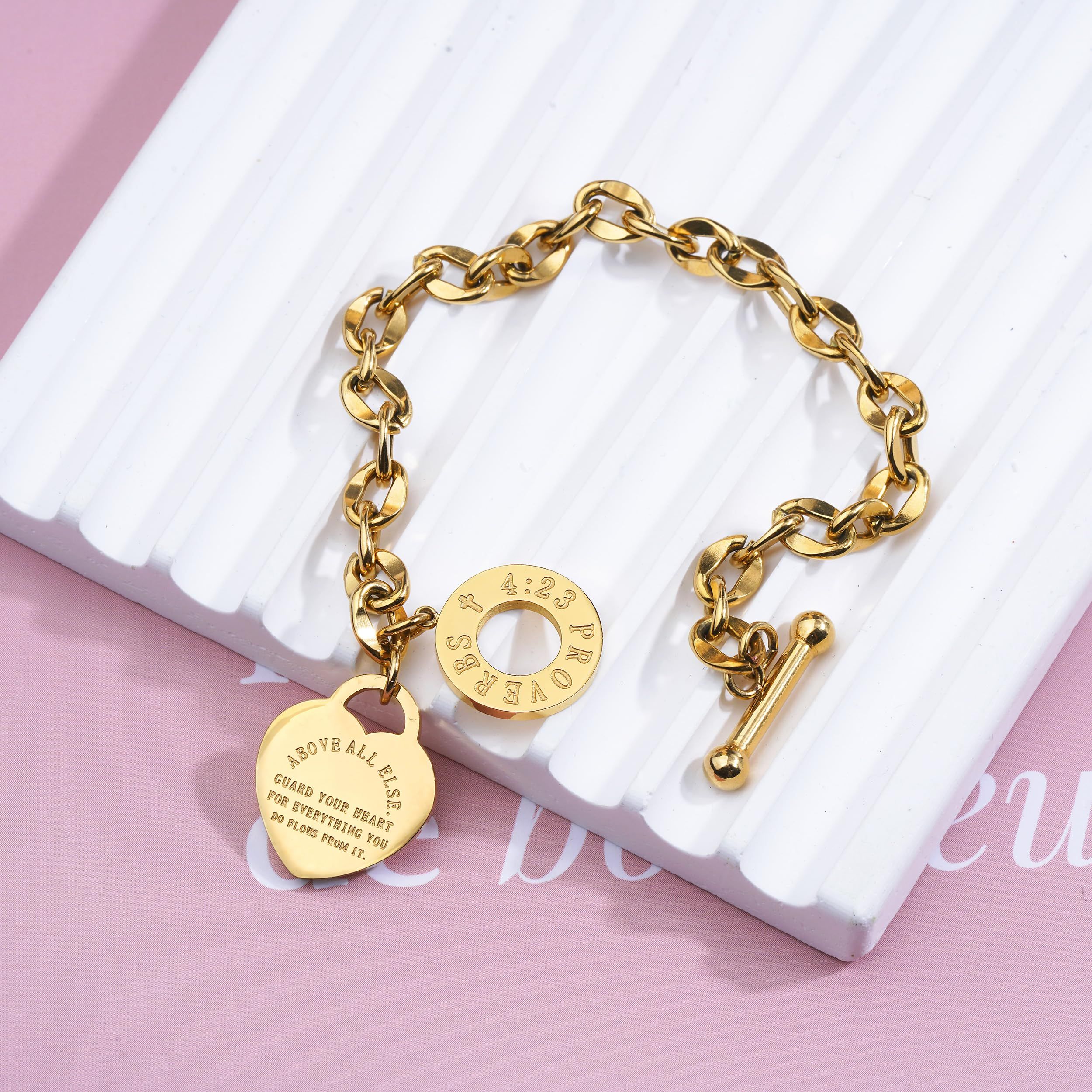 Stainless Steel Love Heart Charm Bracelet for Women Teen Girls Romantic Gift view 3