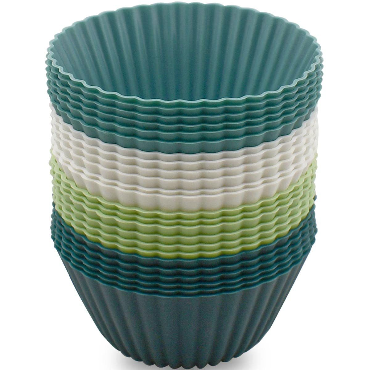 24 Pack Silicone Baking Cups Reusable Muffin Liners Non-Stick Cup Cake Molds — image 1