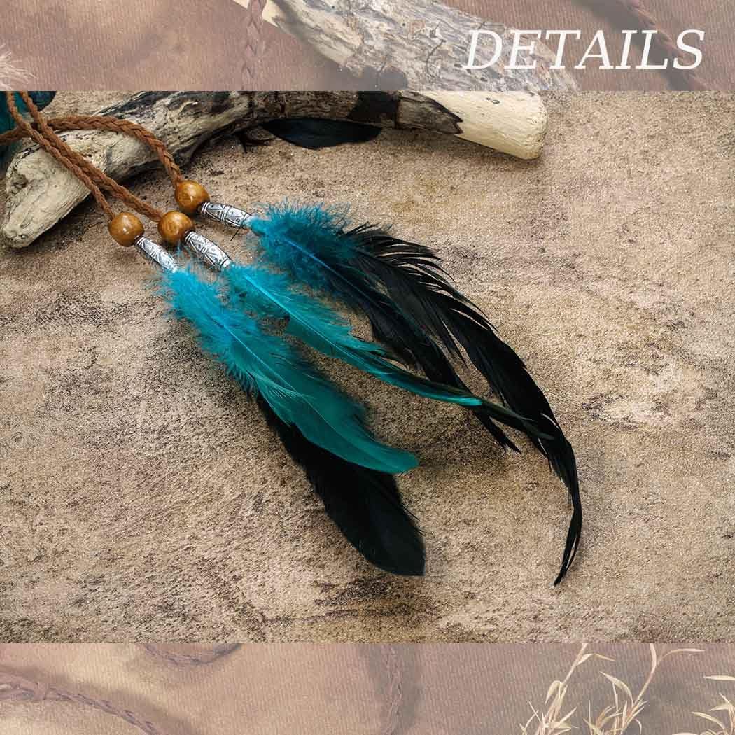 Bohemian Feather Headband Gypsy Indian Headdress Elastic Hippie Feather view 5