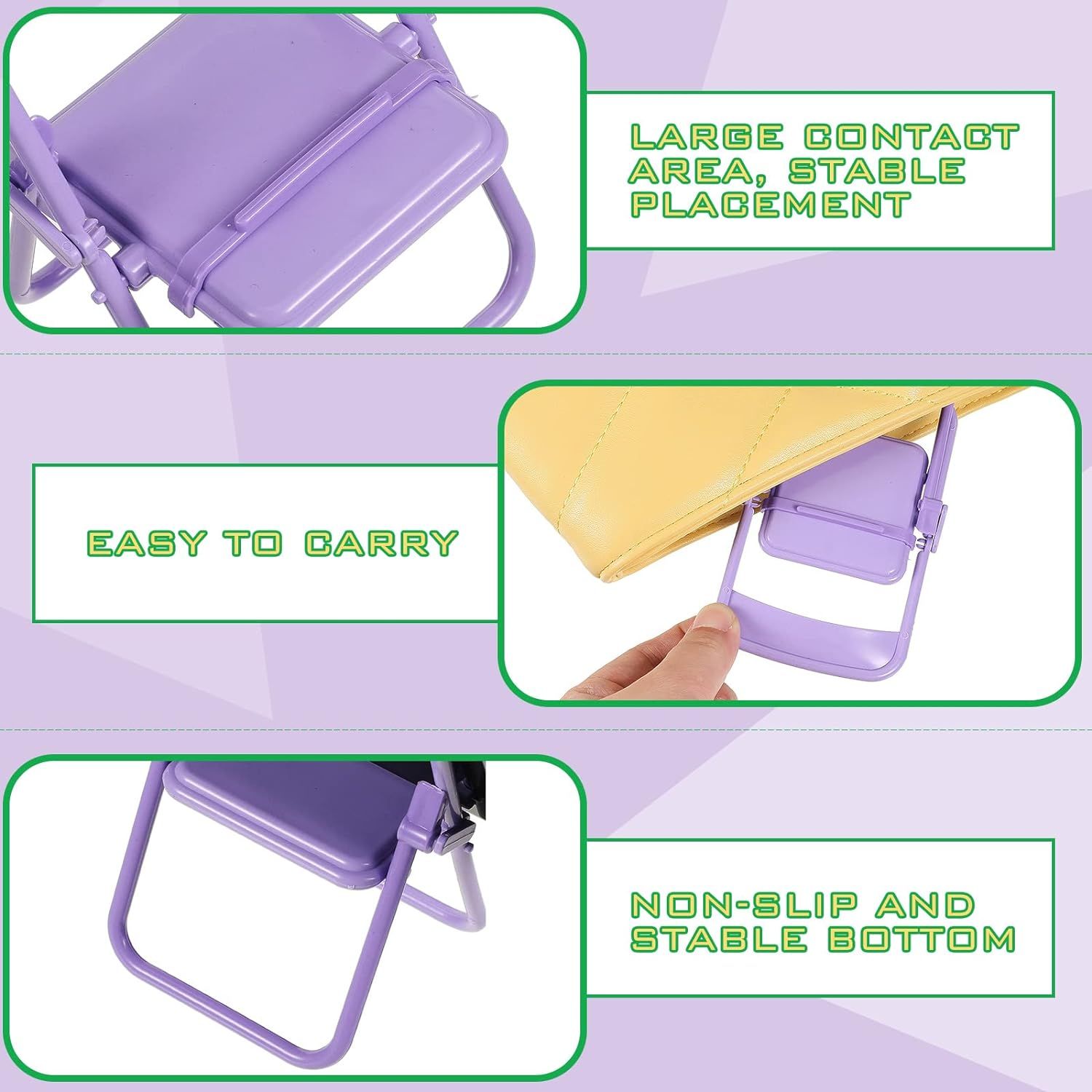 2 Pack Mini Folding Chair Cell Phone Stand Desktop Foldable Candy Color Mobile view 4
