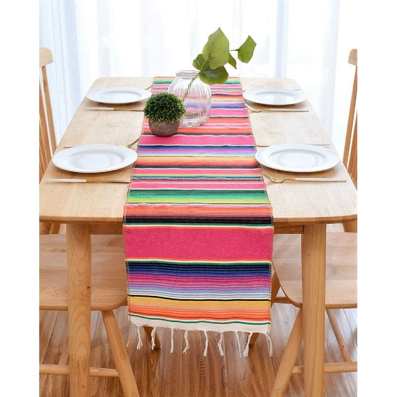 Handwoven Fringe Cotton Blanket Table Runners view 2