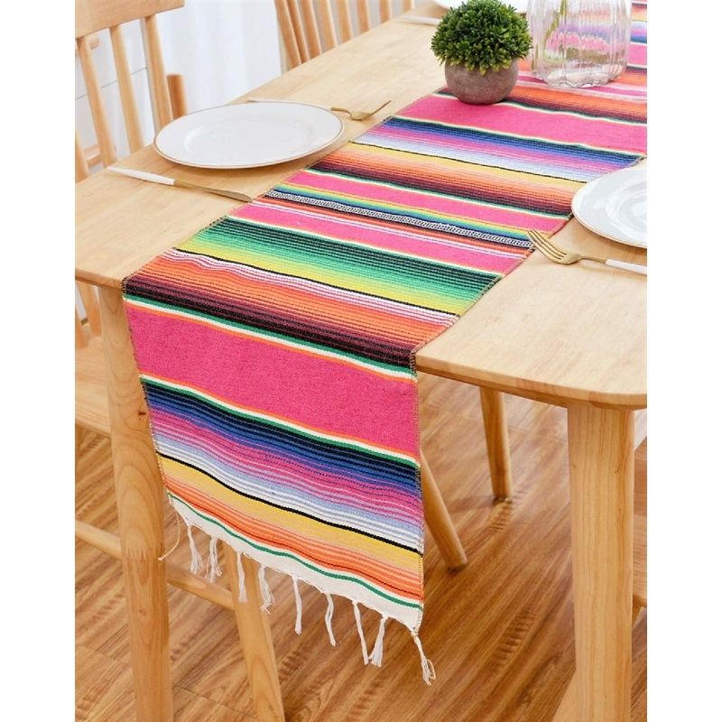Handwoven Fringe Cotton Blanket Table Runners view 3