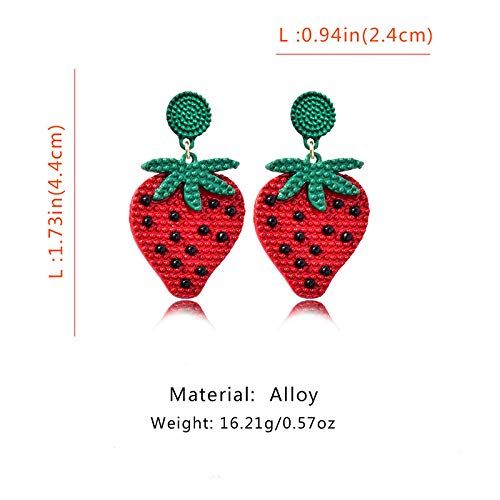 Cute Red Strawberry Watermelon Fruit Drop Earrings Bohemian Beaded Dangle view 4