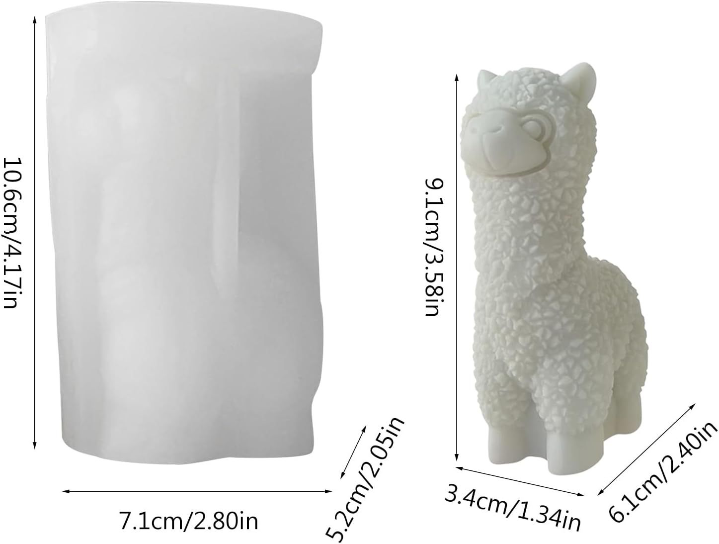 Silicone Mold 3D Little Alpacas Animal Candle Resin Gypsum Soap Making Tool view 2