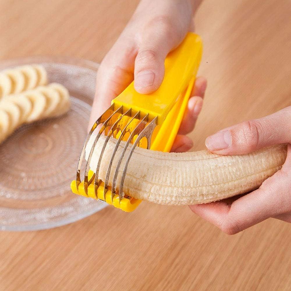 Banana Slicer,ABS + Stainless Steel Fruit and Vegetable Salad Peeler Cutter view 3
