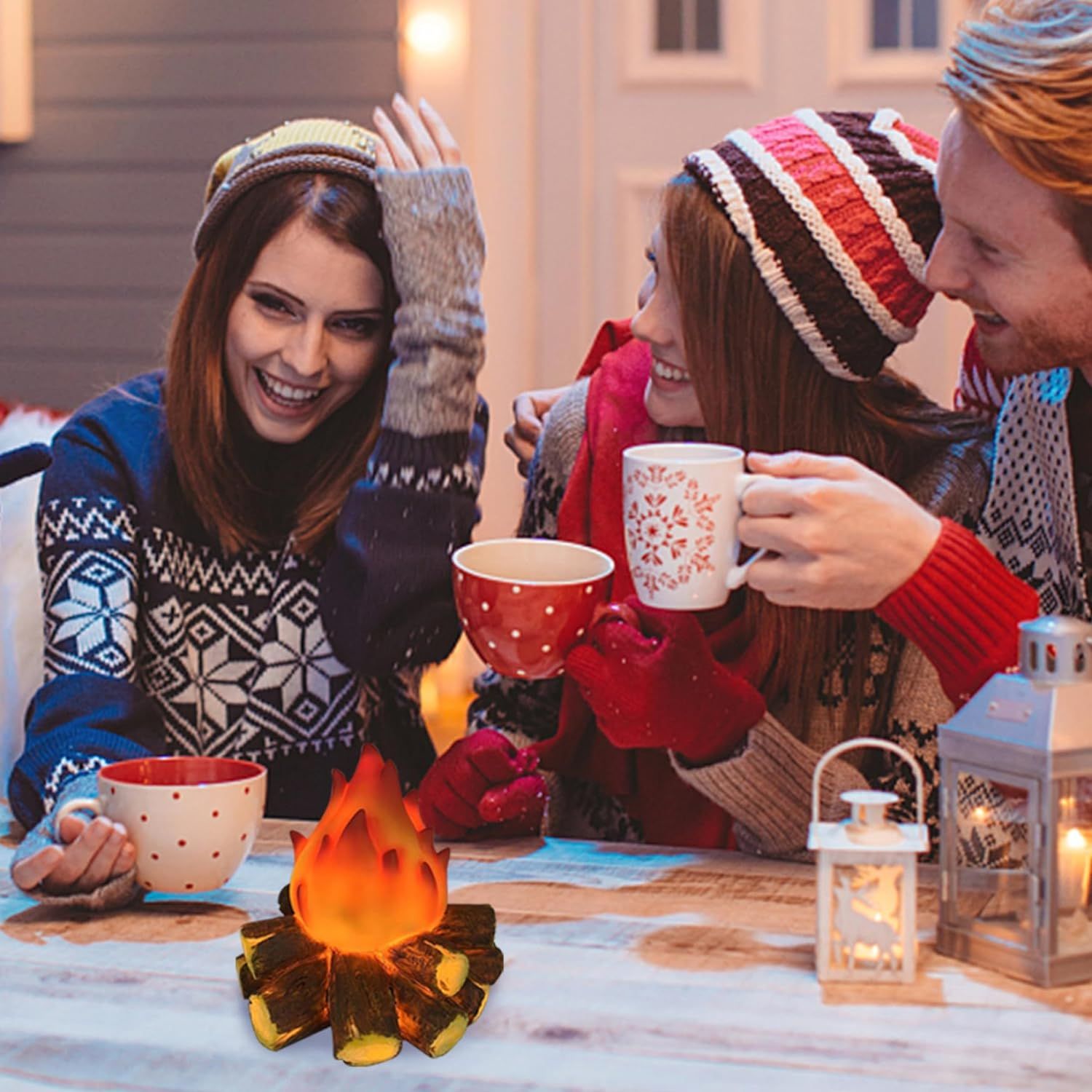 Fake Campfire,3D Faux Fireplace Logs Realistic Battery Powered Flameless Fake