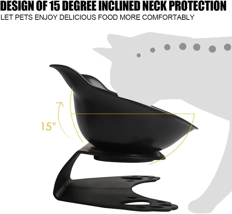 Elevated Cat Bowls,Double Cat Dog Bowls,15°Tilted Raised Cat Bowls,Cat Food view 3