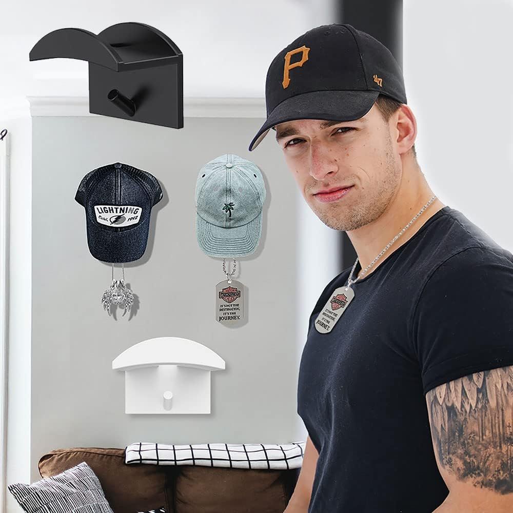 Adhesive Hat Hangers, 8 Pcs Hat Hooks for Wall, Hat Racks for Baseball Caps