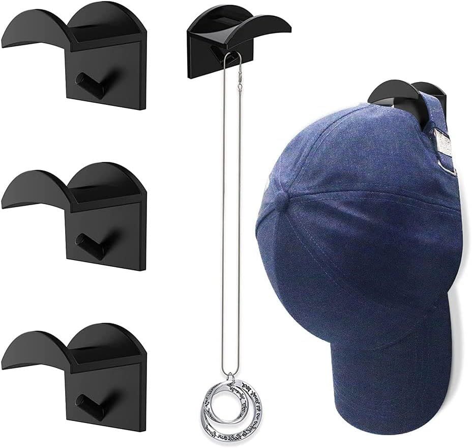 Adhesive Hat Hangers, 8 Pcs Hat Hooks for Wall, Hat Racks for Baseball Caps view 2