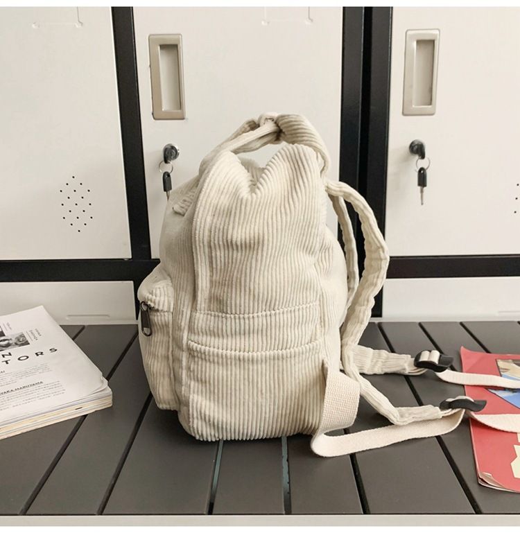 White Vintage Denim Laptop Backpack Casual Canvas Daypack Handbag Purse view 2