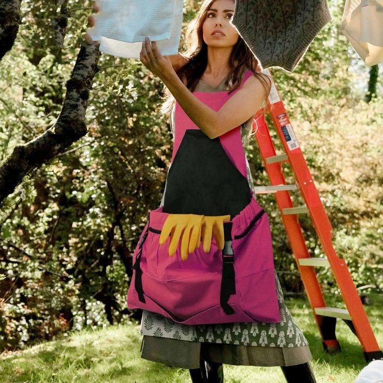 Gardening Apron,Unisex Waterproof Canvas Garden Apron with Pockets for view 3