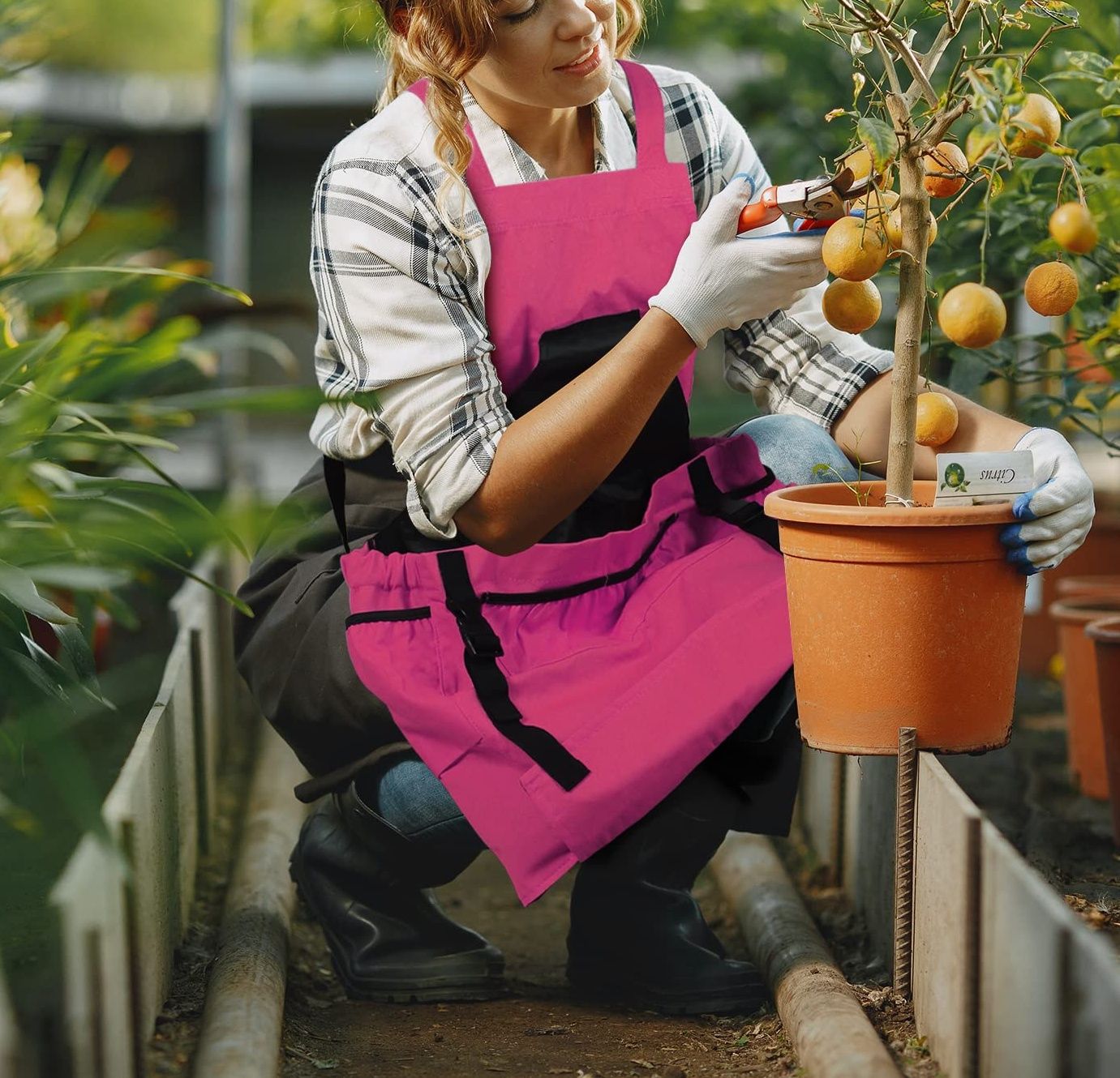 Gardening Apron,Unisex Waterproof Canvas Garden Apron with Pockets for view 4
