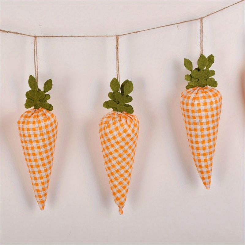 Easter Carrot Banner Bunny Carrot Garland Fabric Wall Vegegtable Ornament for view 3