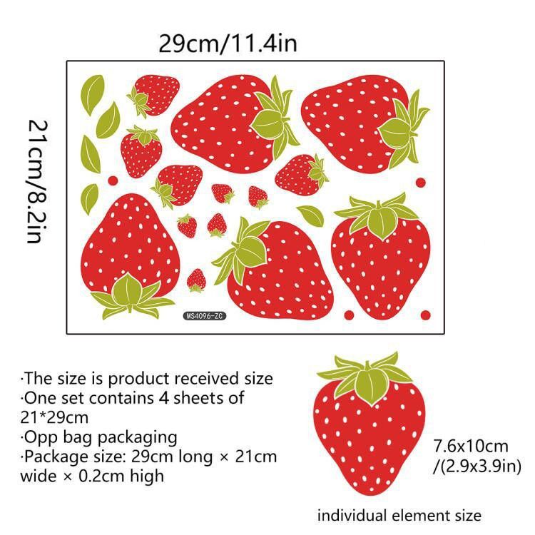 Strawberry Decor Strawberry Stickers Strawberry Wall Decals for Girls Boys view 3