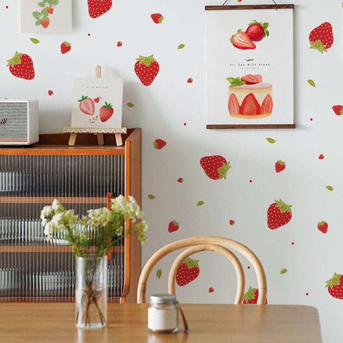 Strawberry Decor Strawberry Stickers Strawberry Wall Decals for Girls Boys view 4