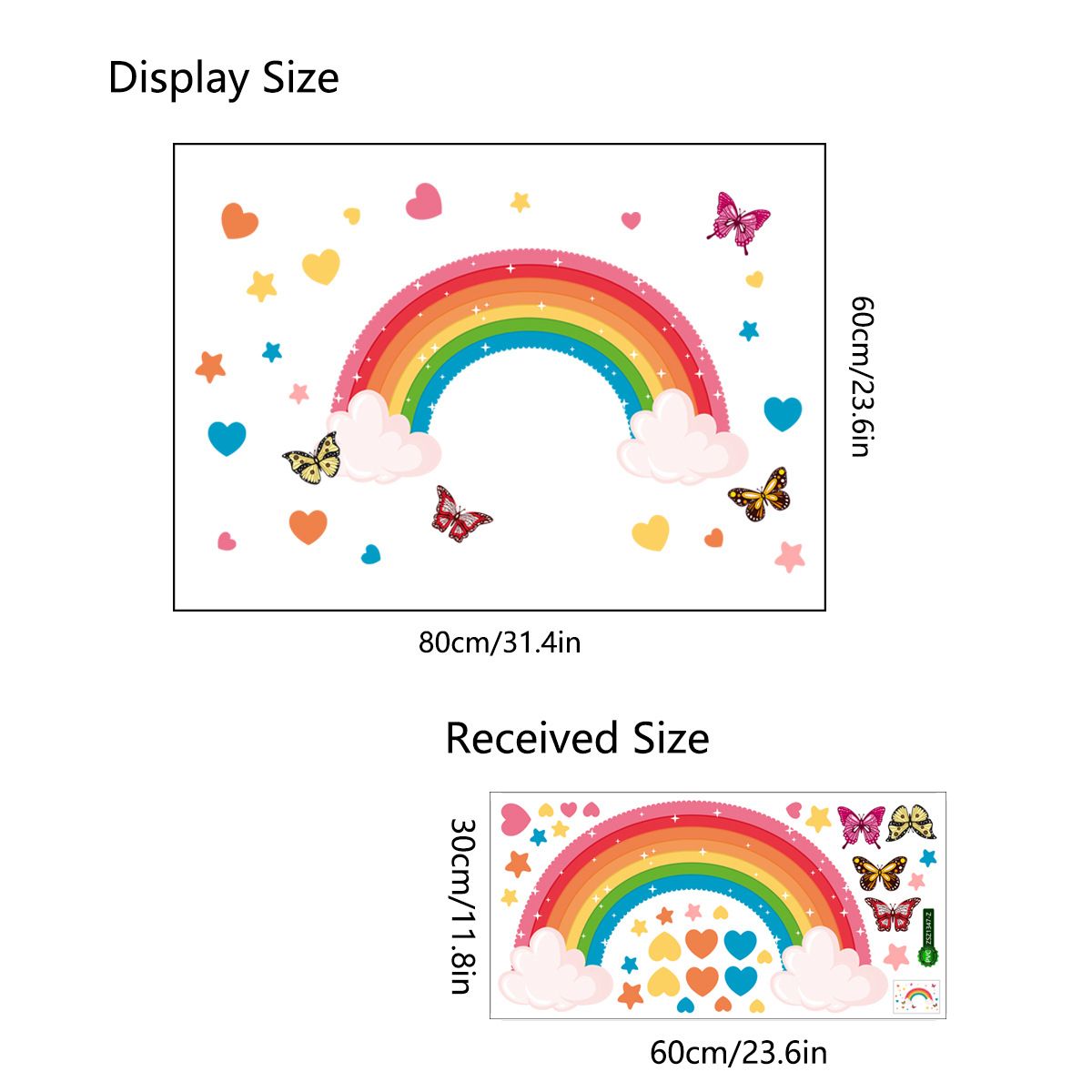 Rainbow Wall Sticker Colorful Butterfly Rabbit Elephant Animal Rainbow Cloud view 4