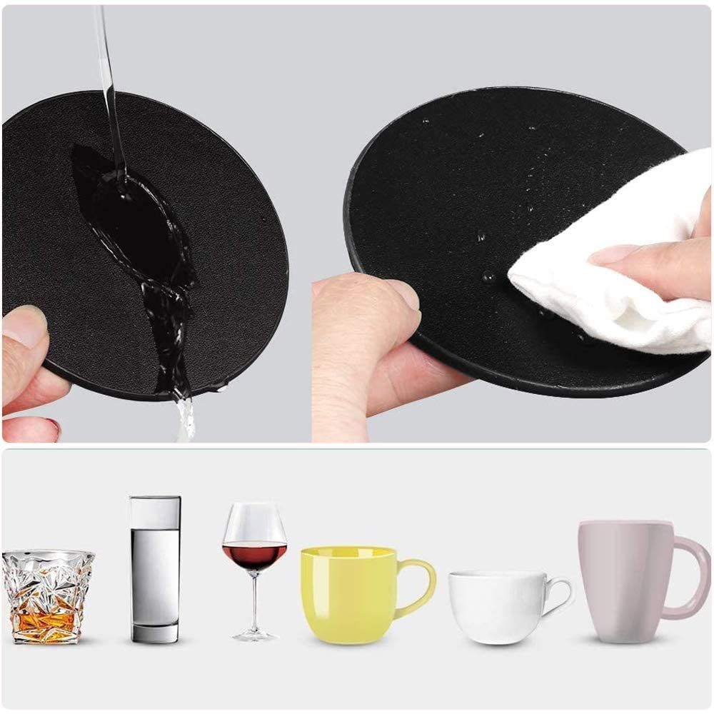 Drink Coasters Set of 6 Leather Coasters Spill Protection for Table Desk view 3