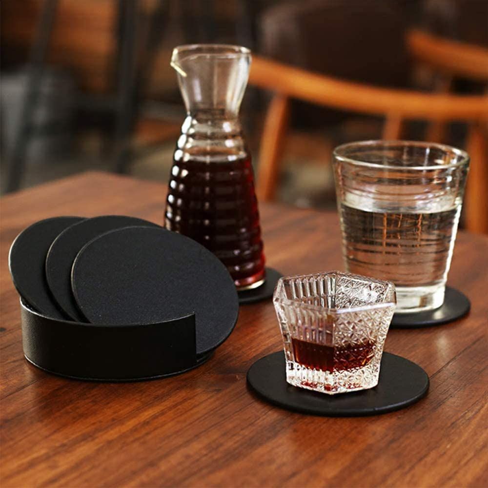 Drink Coasters Set of 6 Leather Coasters Spill Protection for Table Desk view 4