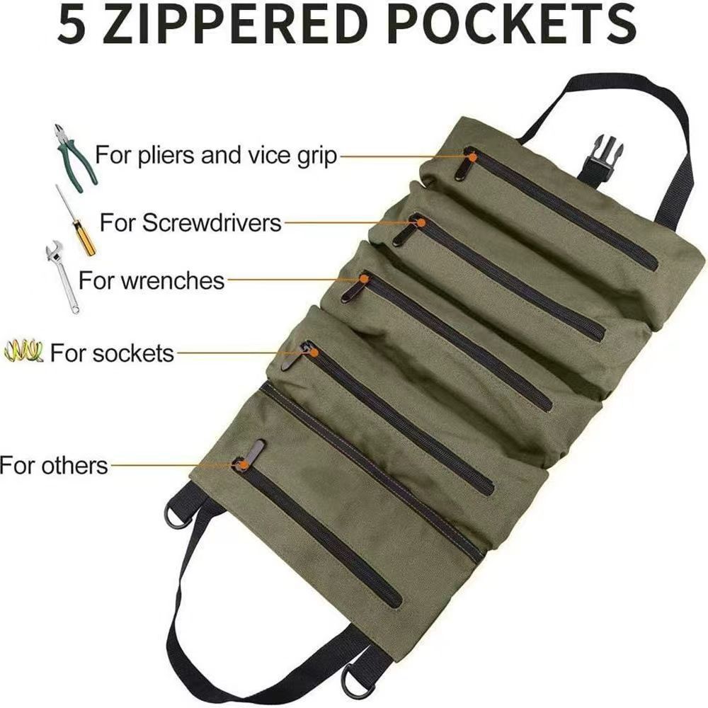 Tool Roll,Multi-Purpose Roll Up Tool Bag,Car First Aid Kit Wrap Roll Storage