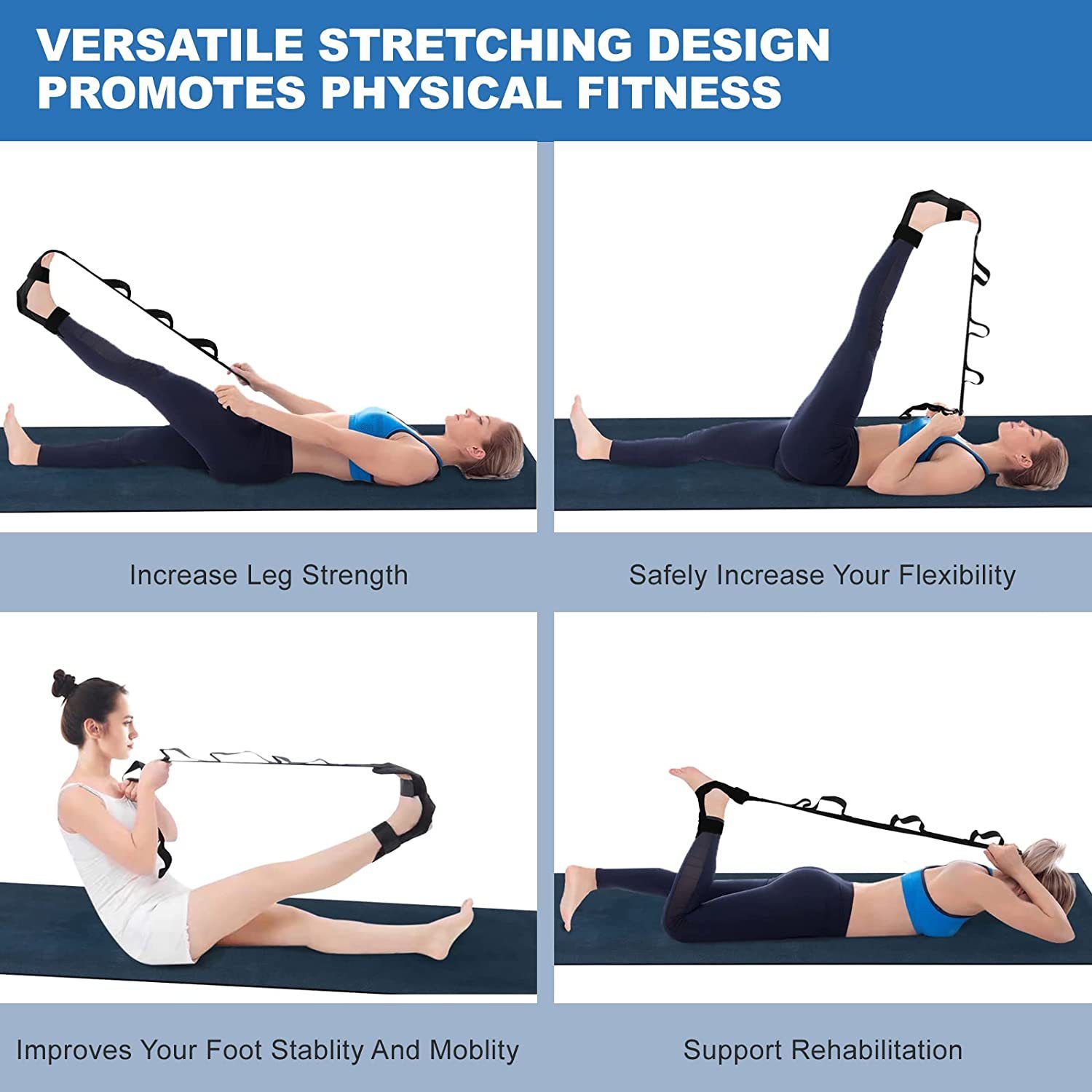 Leg Rehabilitation Training Stretching Belt with Multiple Loops to Lift Leg view 2