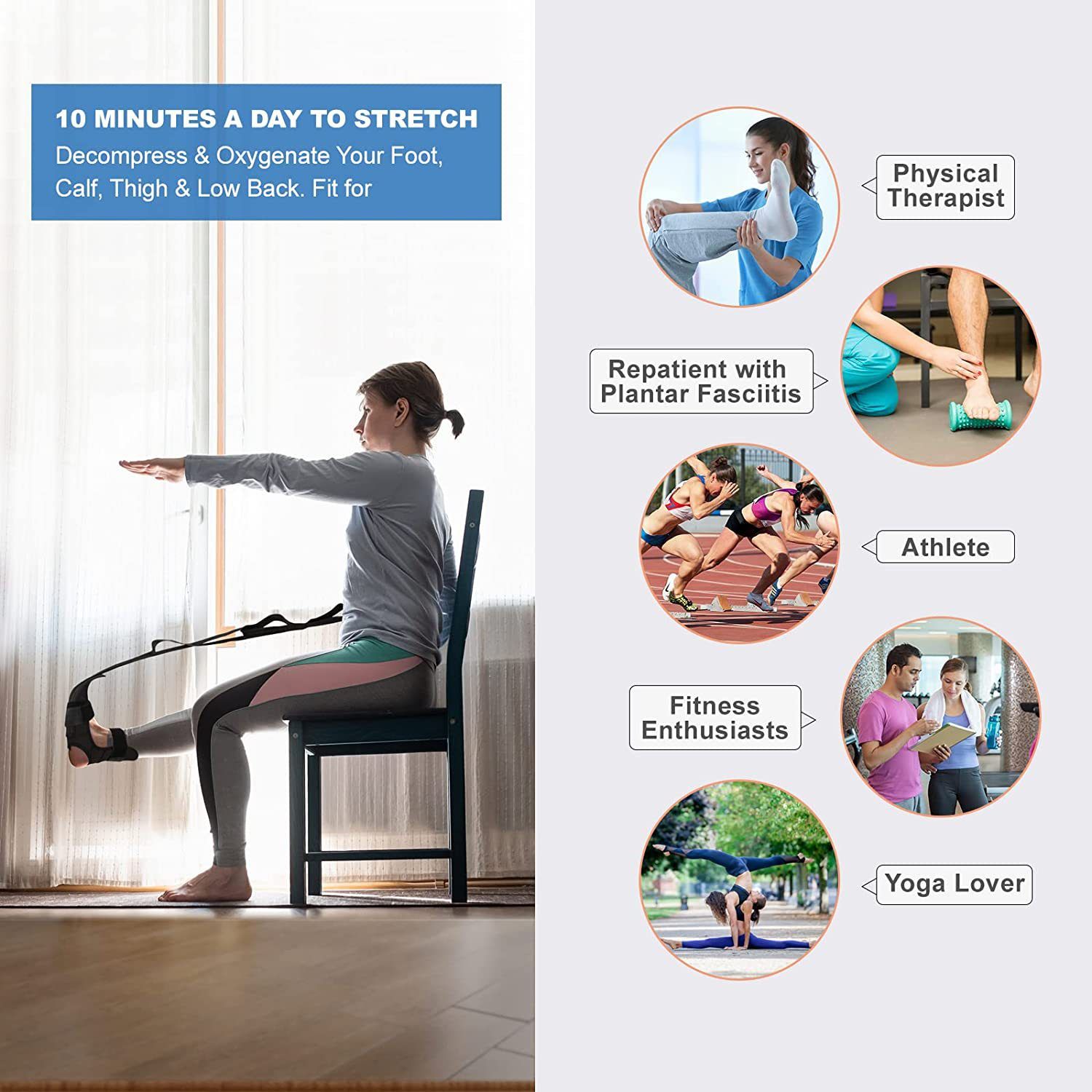 Leg Rehabilitation Training Stretching Belt with Multiple Loops to Lift Leg view 3