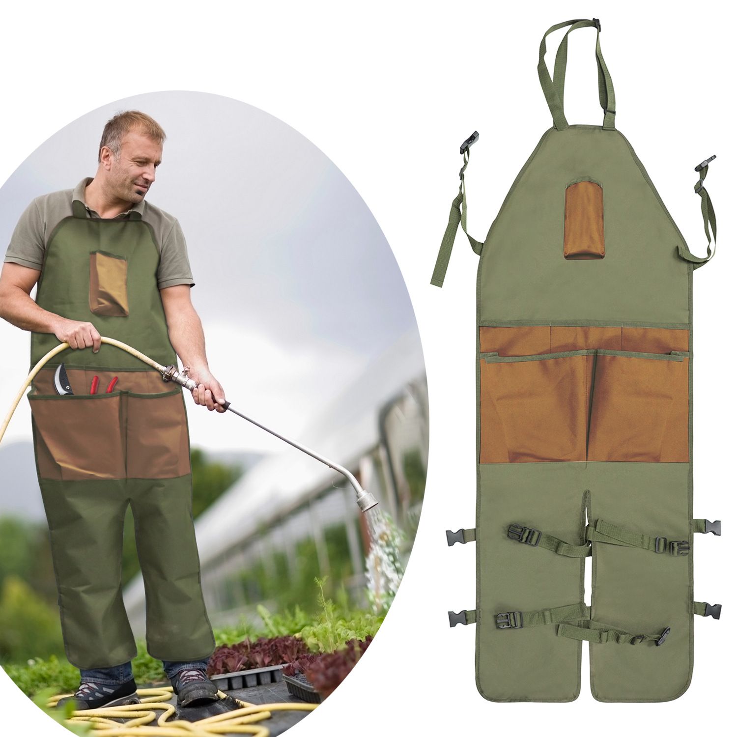 gardening apron，big and tall apron is made of wear-resistant canvas view 4
