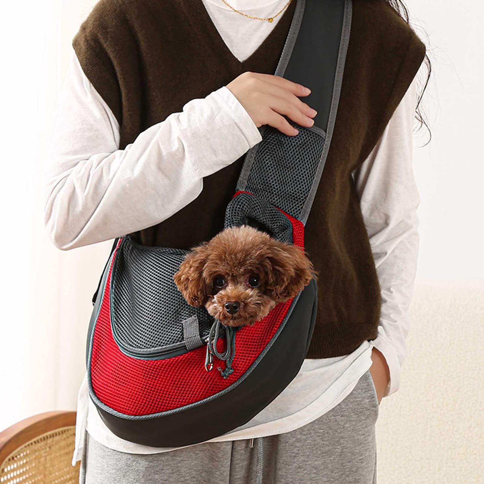 Pet Dog Sling Carrier Breathable Mesh Travel Safe Sling Bag Carrier for Dogs — image 1
