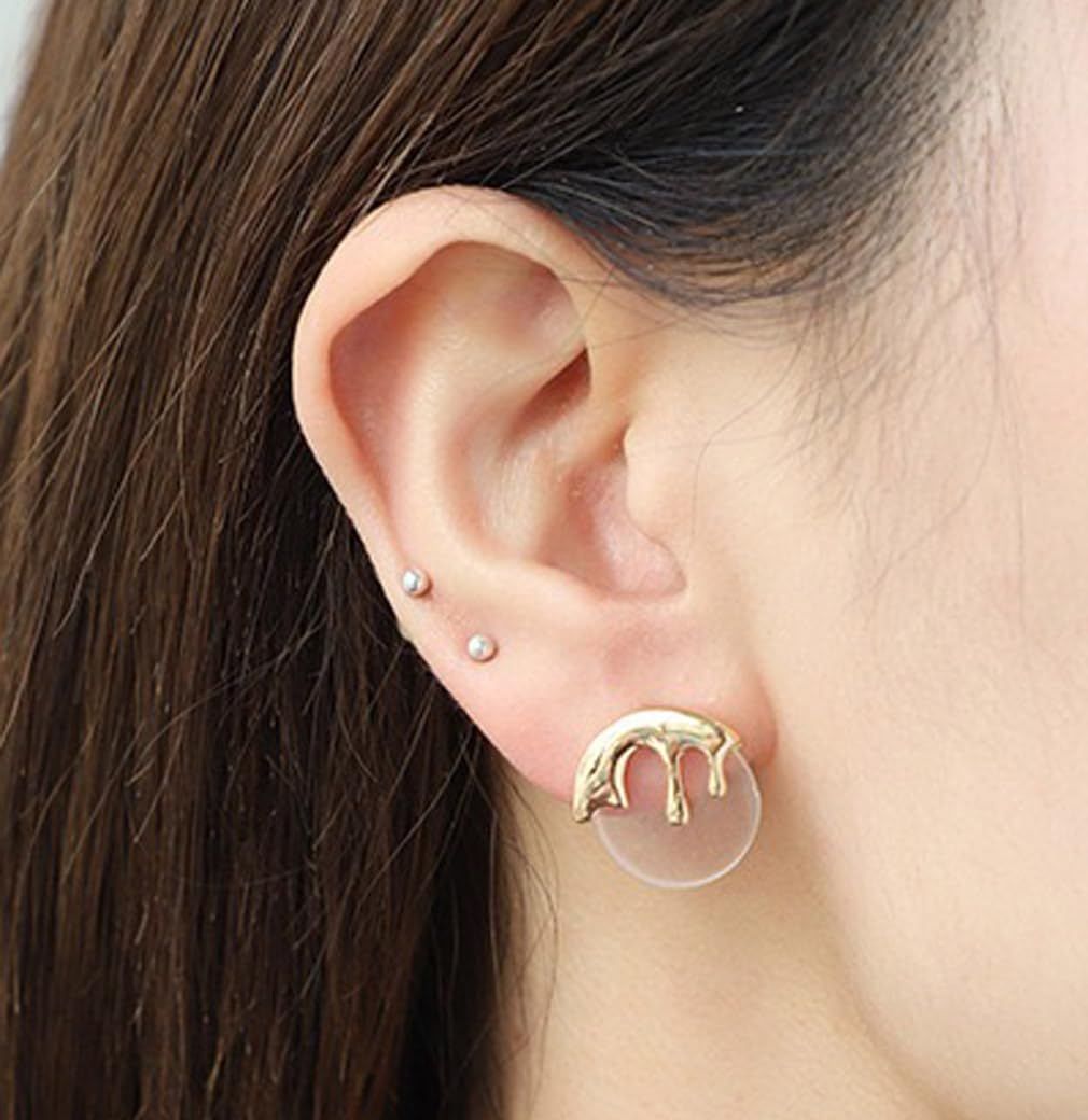 Women's Gold Studs Earrings Gift - Gold Plated Personality Big Studs Earring view 3
