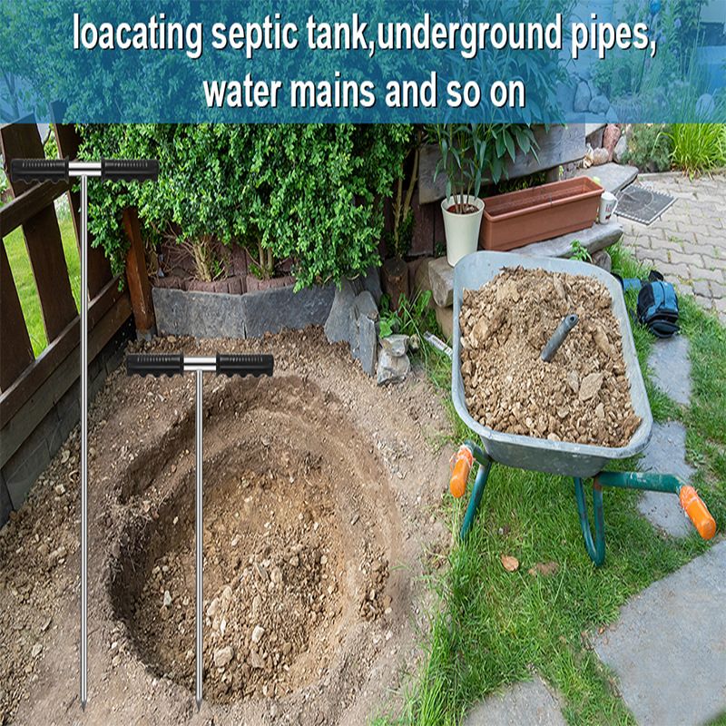 Stainless Steel Soil Probe Rod Septic Tank Tool with T Handle Adjustable