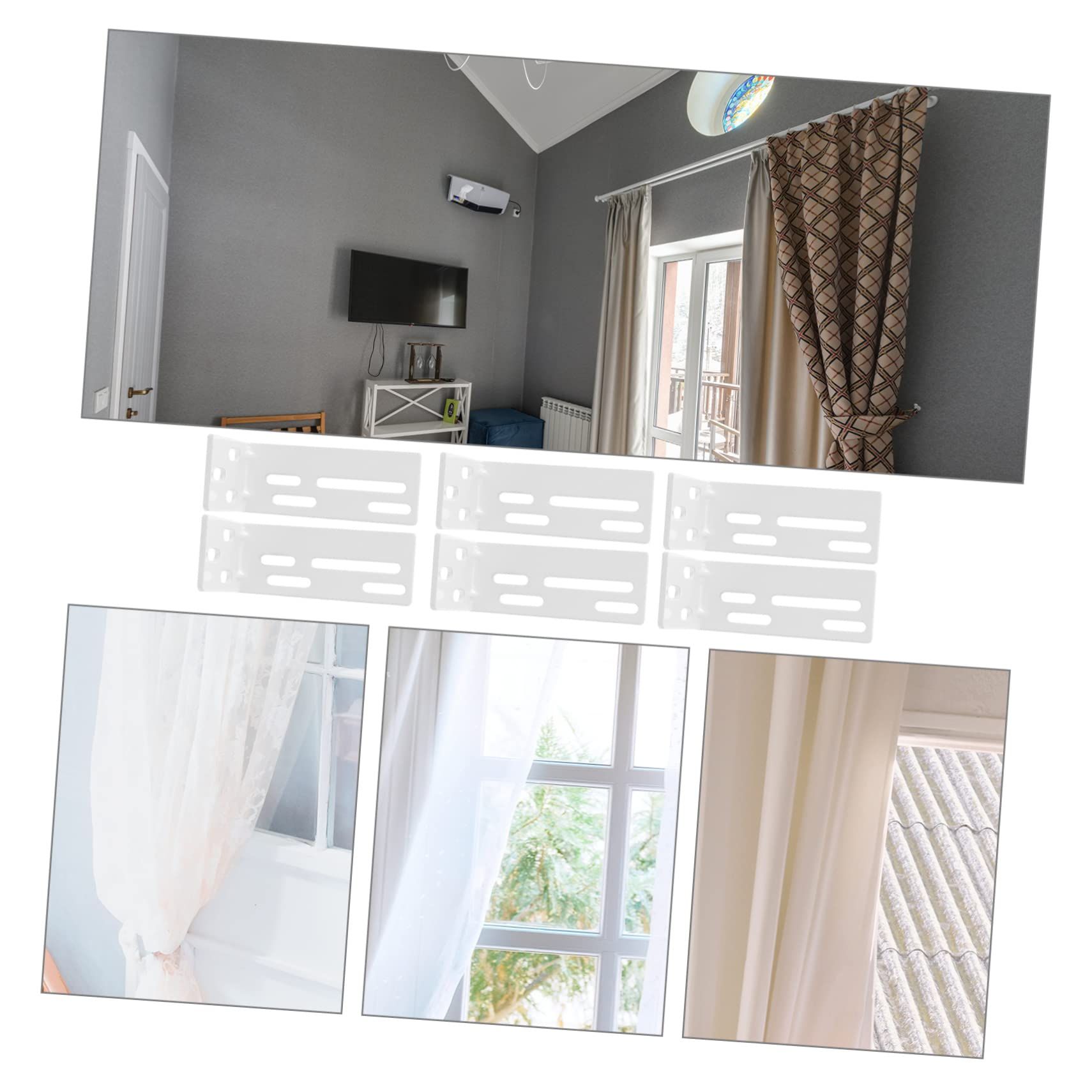6 PCS Curtain Track Bracket Closet Rod Rail Support Shelf Brackets for Curtain view 2