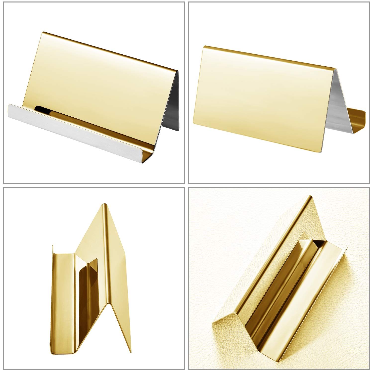 2 Pack Stainless Steel Business Cards Holders Desktop Card Display for view 3