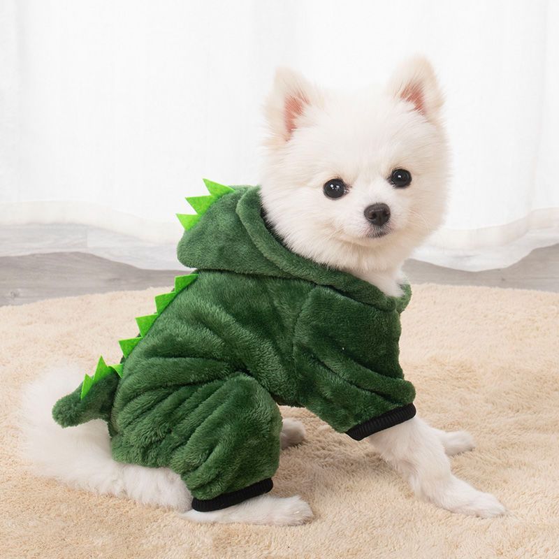 Dinosaur Design Plush Dog Pajama view 2