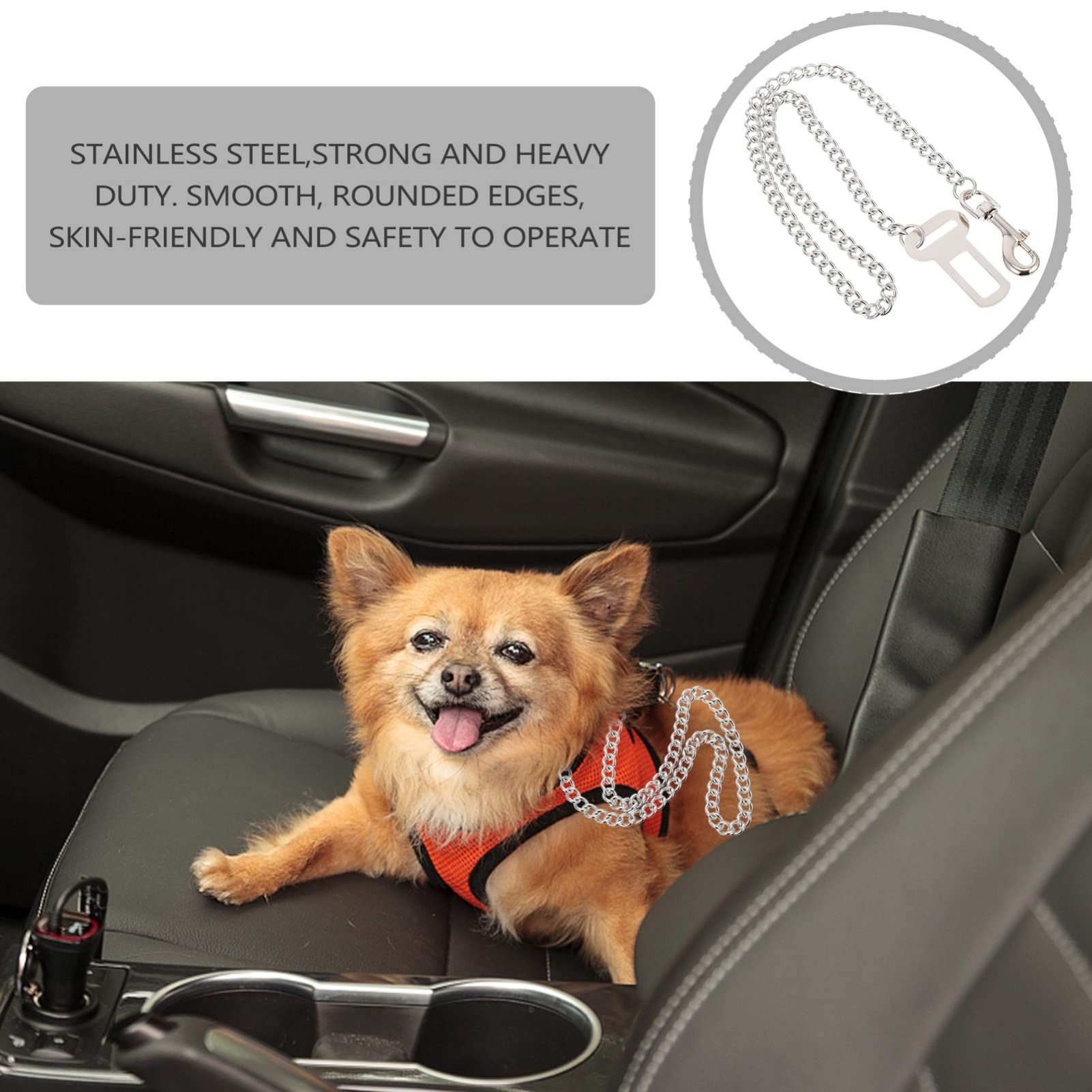 Dog Car Seat Belt - Dog Chain 60cm Dog Seatbelt Stainless Steel Pet Safe Dog — image 1