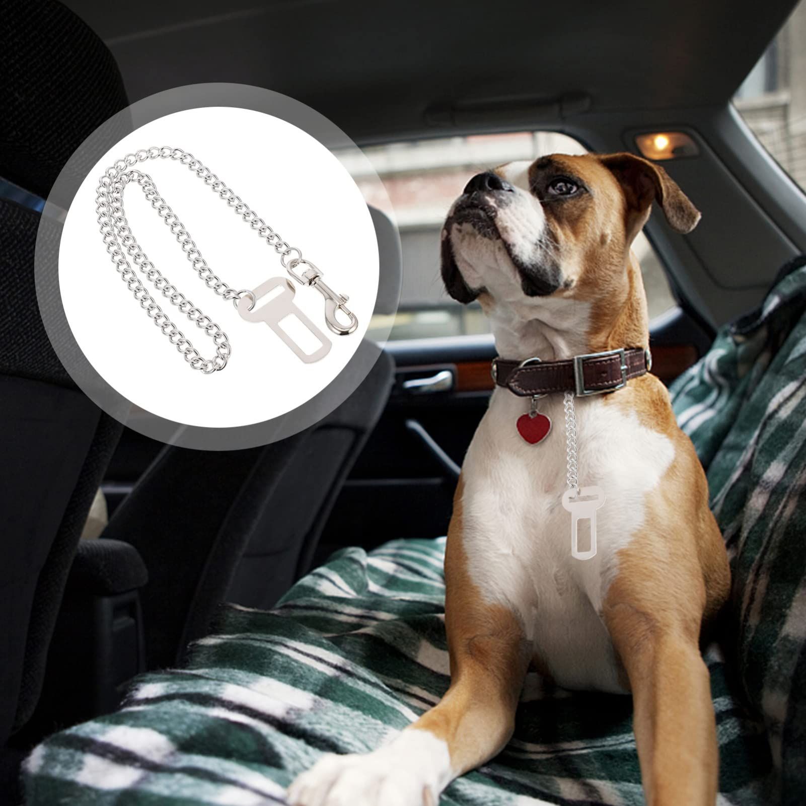 Dog Car Seat Belt - Dog Chain 60cm Dog Seatbelt Stainless Steel Pet Safe Dog view 2
