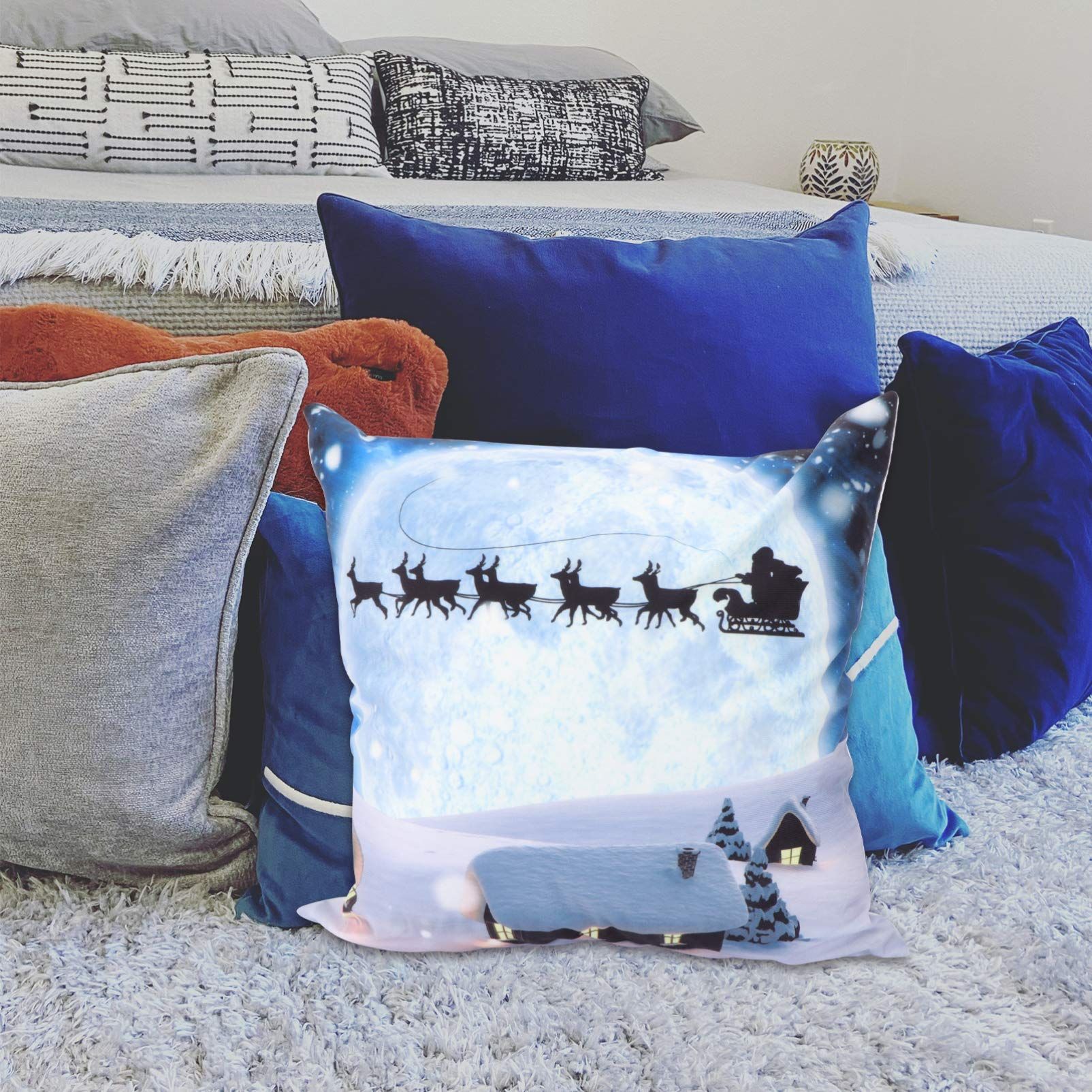 1pc Short Plush Autumn Winter Pillow case Square Pillows Decorate Pillow view 2