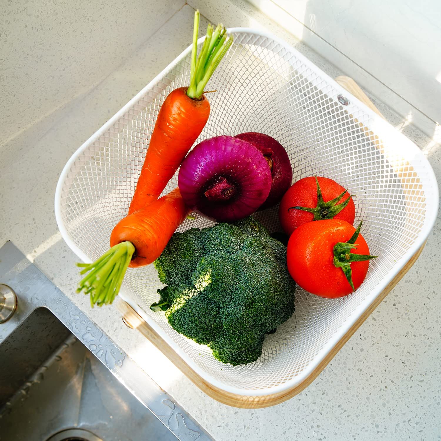 Metal Mesh Steel Basket, Garden Harvest Basket for Gathering Vegetables Square view 2