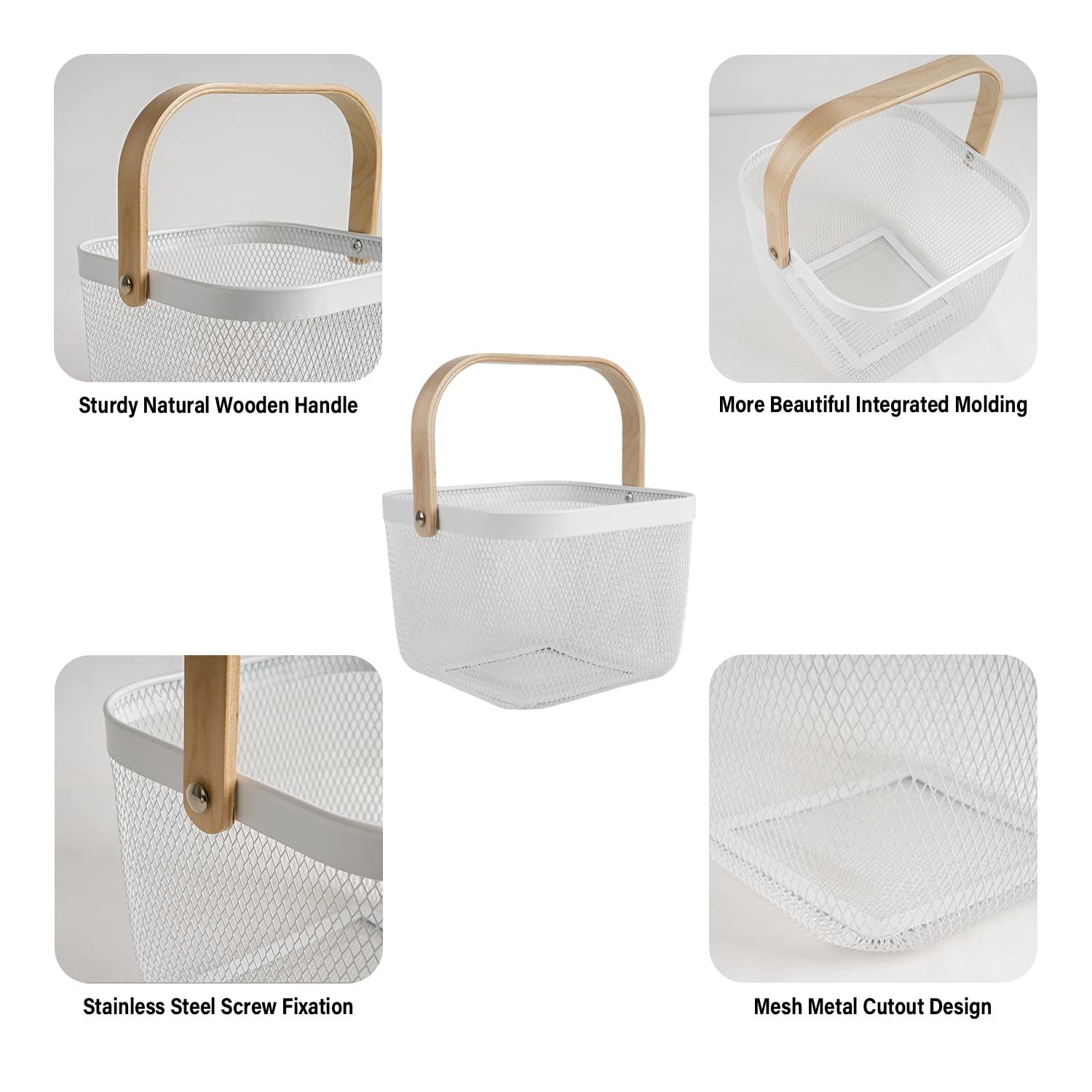 Metal Mesh Steel Basket, Garden Harvest Basket for Gathering Vegetables Square view 3