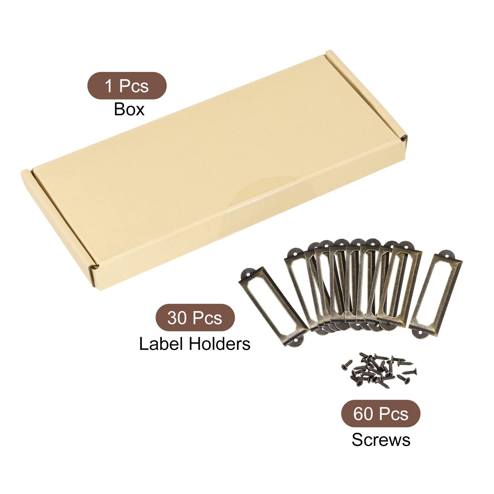 Metal Label Holders, 60x17mm 30pcs File Name Card Tag Label Holder Frame for view 3