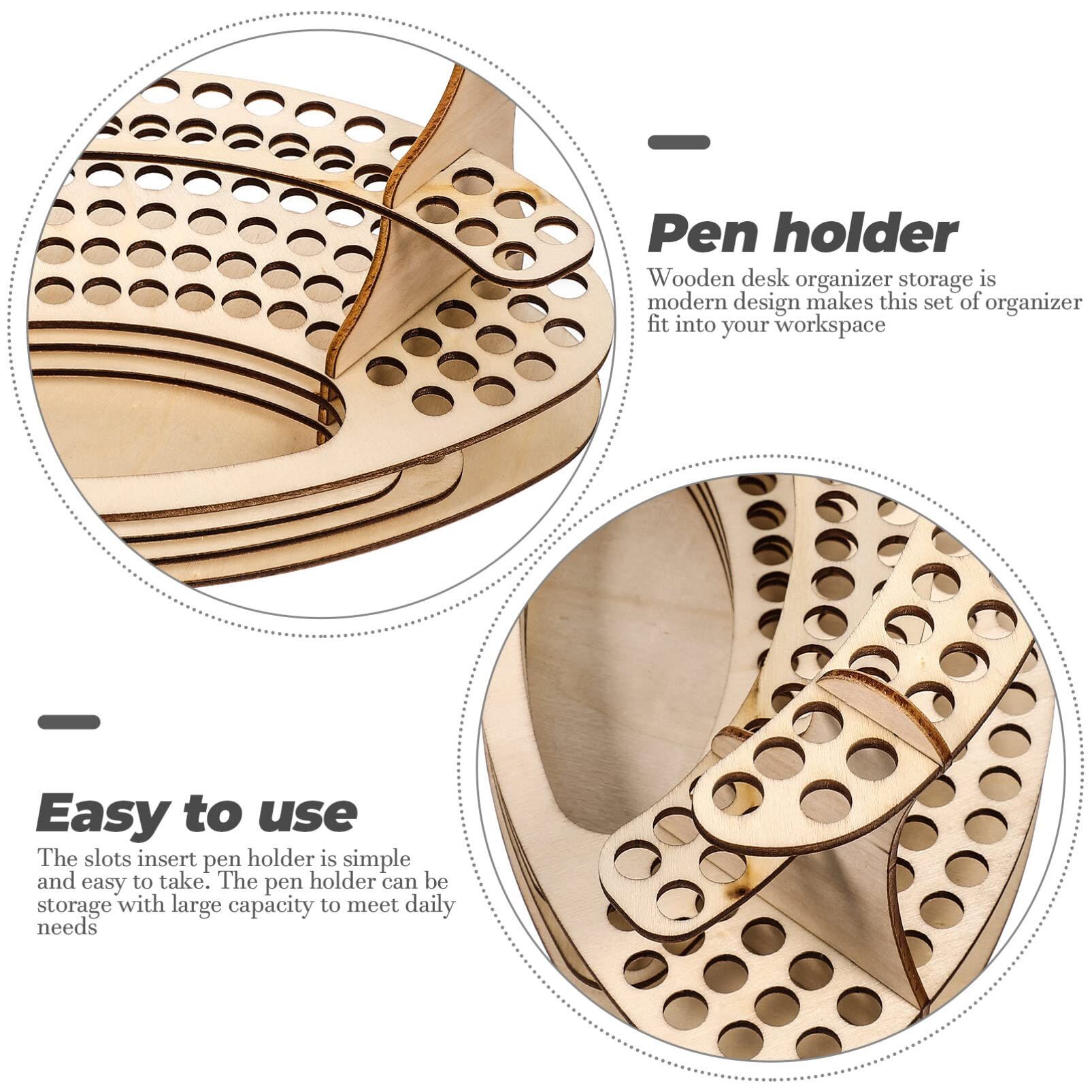 Wooden Pen Holder Display Stand DIY Vertical Slots Pencil Holder Makeup Brush view 3