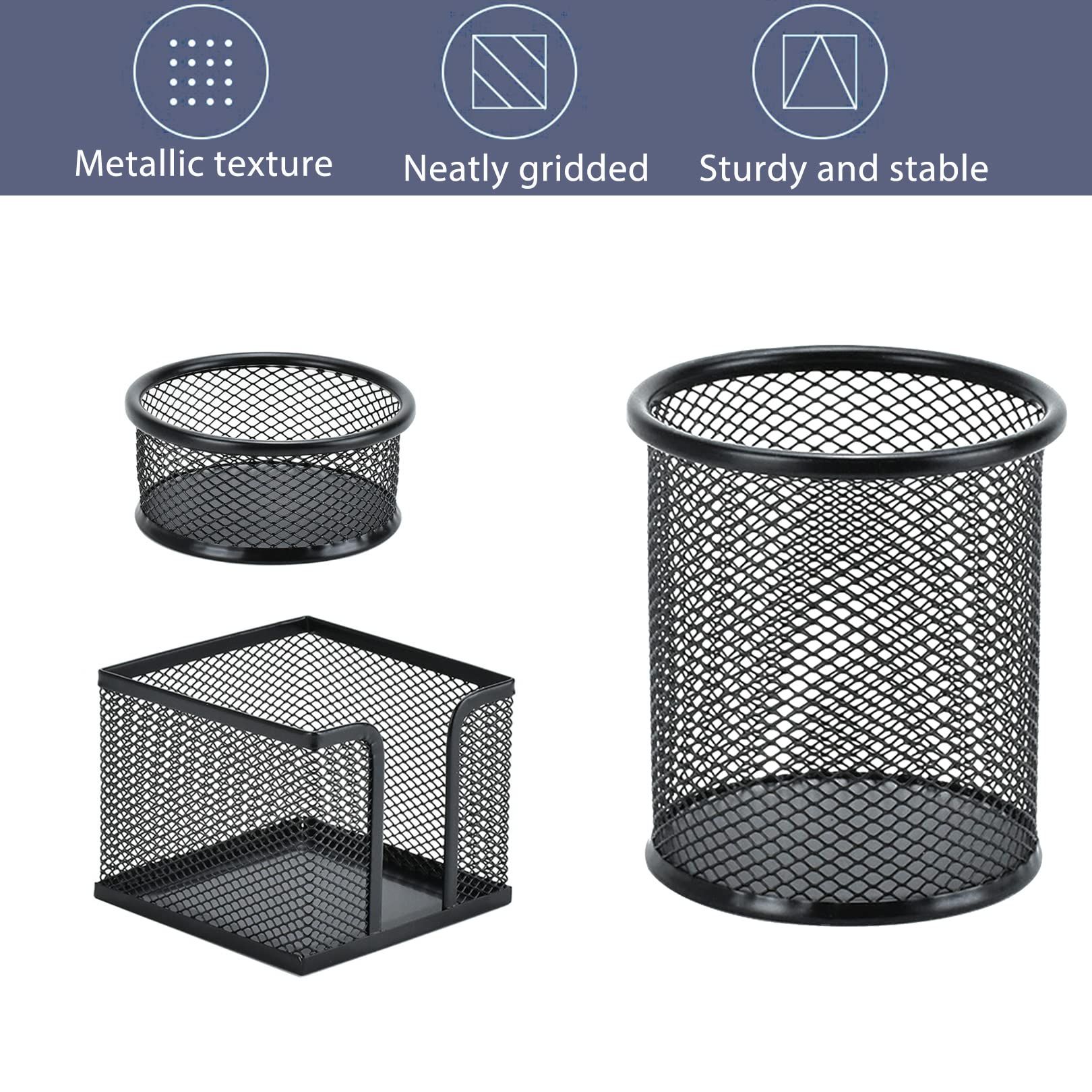 Pen Holder Desktop Pencil Organizer Metal Mesh Pen Cup Paper Clip Holder Memo view 2