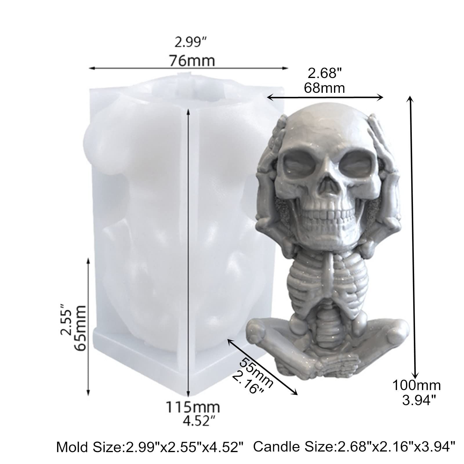 3D Skull Silicone Candle Mold view 4