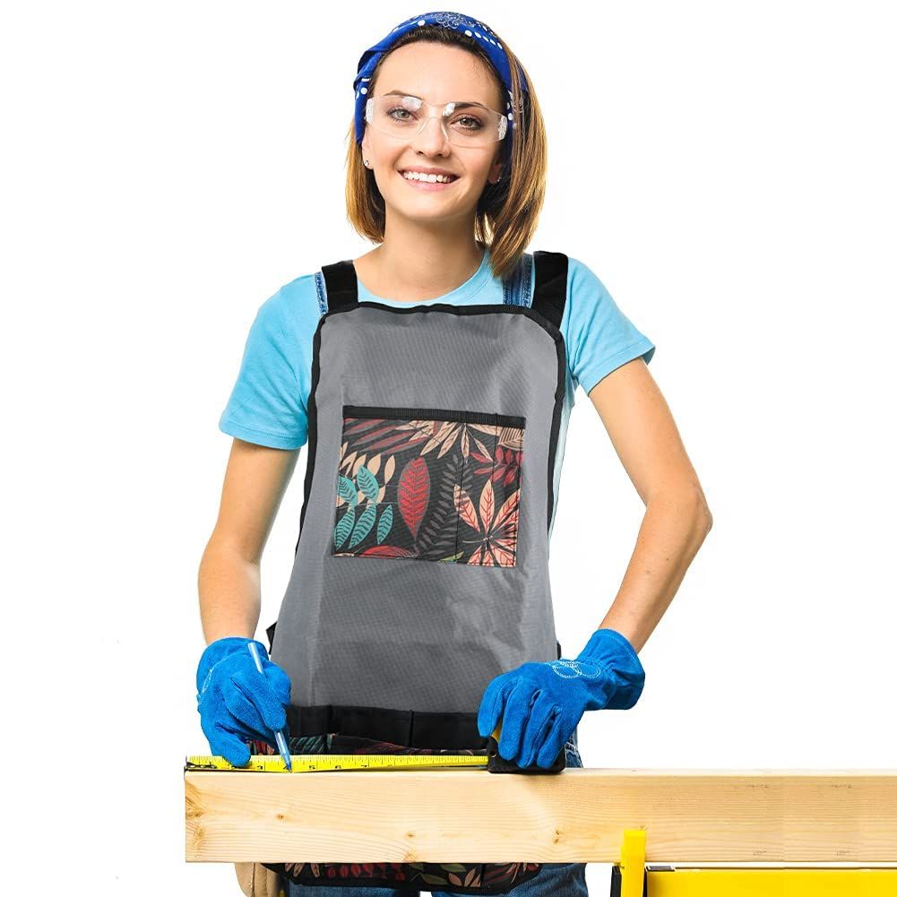 Garden Apron, Oxford Cloth Work Apron with Pockets, Adjustable Tool Apron for view 2