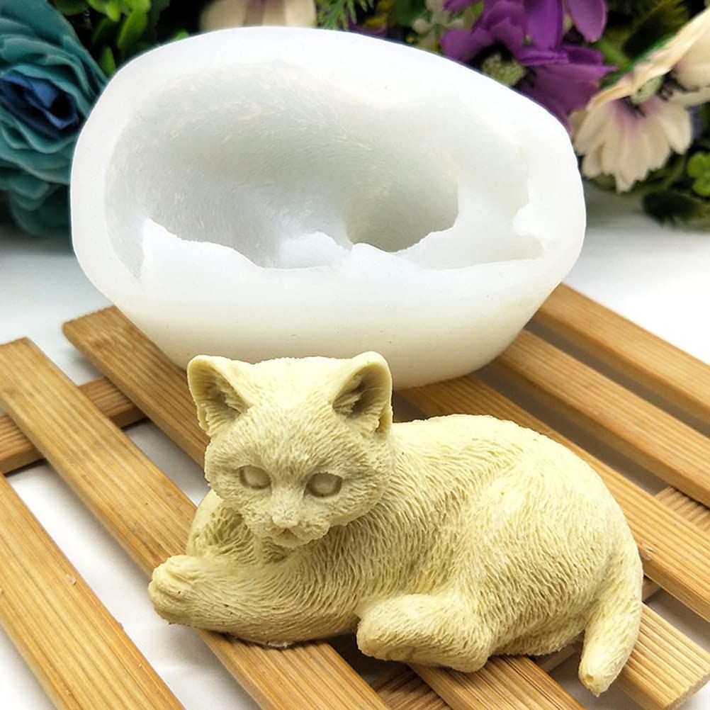 Silicone Soap Mold Cat Head Up Soap Mold 3D Cat Mold Cat Silicone Mold for view 2