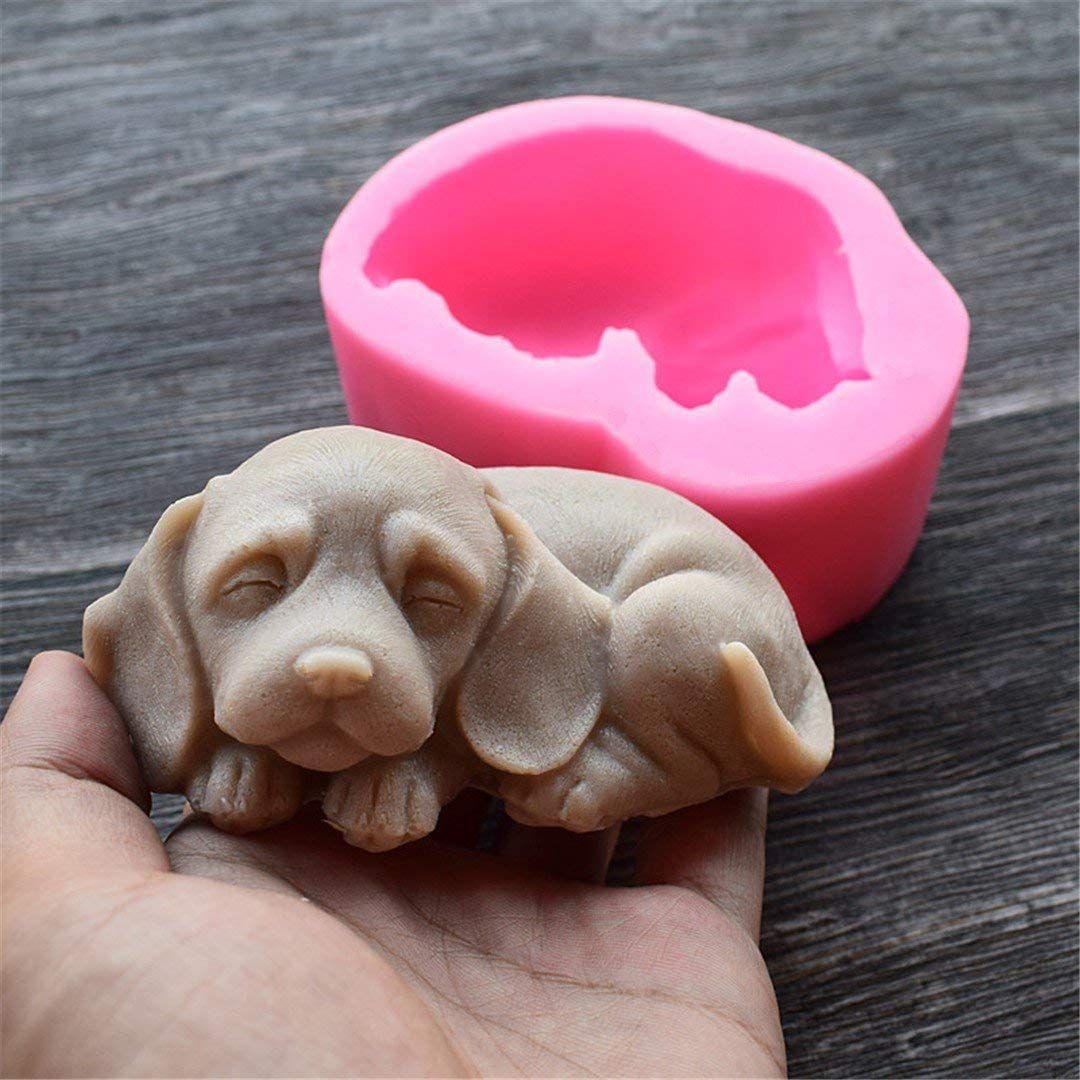 3D Dog Silicone Candle Molds Cute Puppy Soap Molds Chocolate Cake Baking